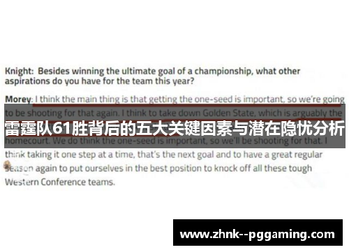 雷霆队61胜背后的五大关键因素与潜在隐忧分析